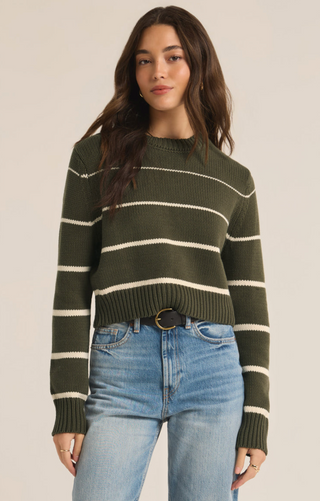 Milan Stripe Sweater, Grape Leaf by Z Supply