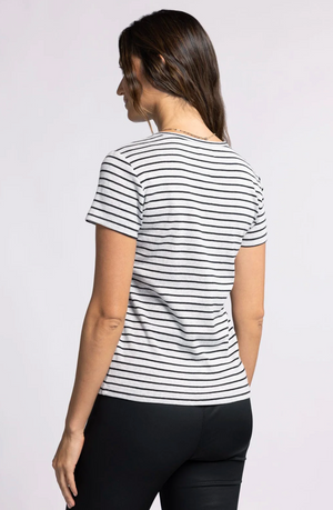 Lexi Tee, Gray/Black Stripe