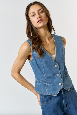 Button Denim Vest