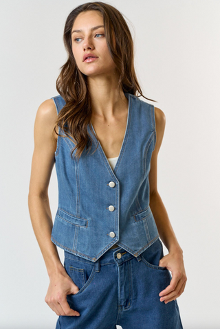 Button Denim Vest