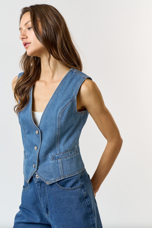 Button Denim Vest