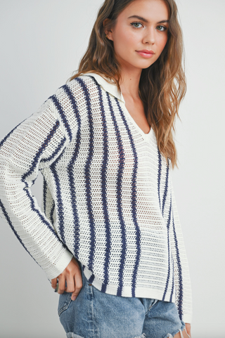 Stripe Sweater, Navy/Cream *final sale