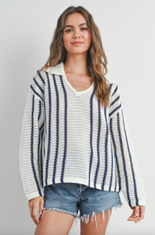 Stripe Sweater, Navy/Cream *final sale