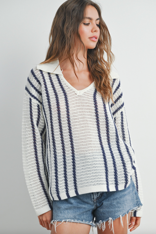 Stripe Sweater, Navy/Cream *final sale