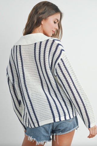 Stripe Sweater, Navy/Cream *final sale