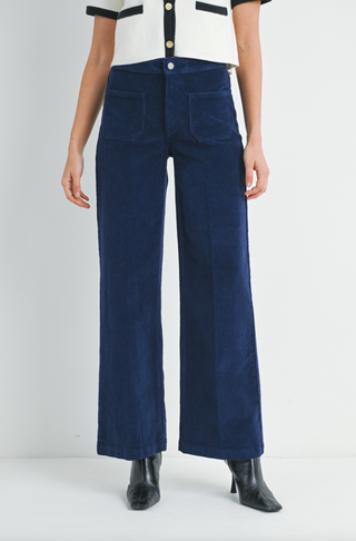 Cord Wide Leg Pants, Navy *final sale*