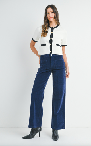 Cord Wide Leg Pants, Navy *final sale*