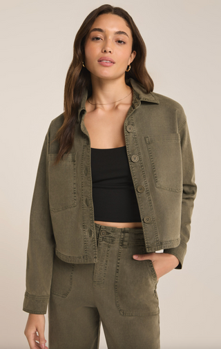 All Day Cropped Washed Jacket, Grape Leaf by Z Supply *final sale