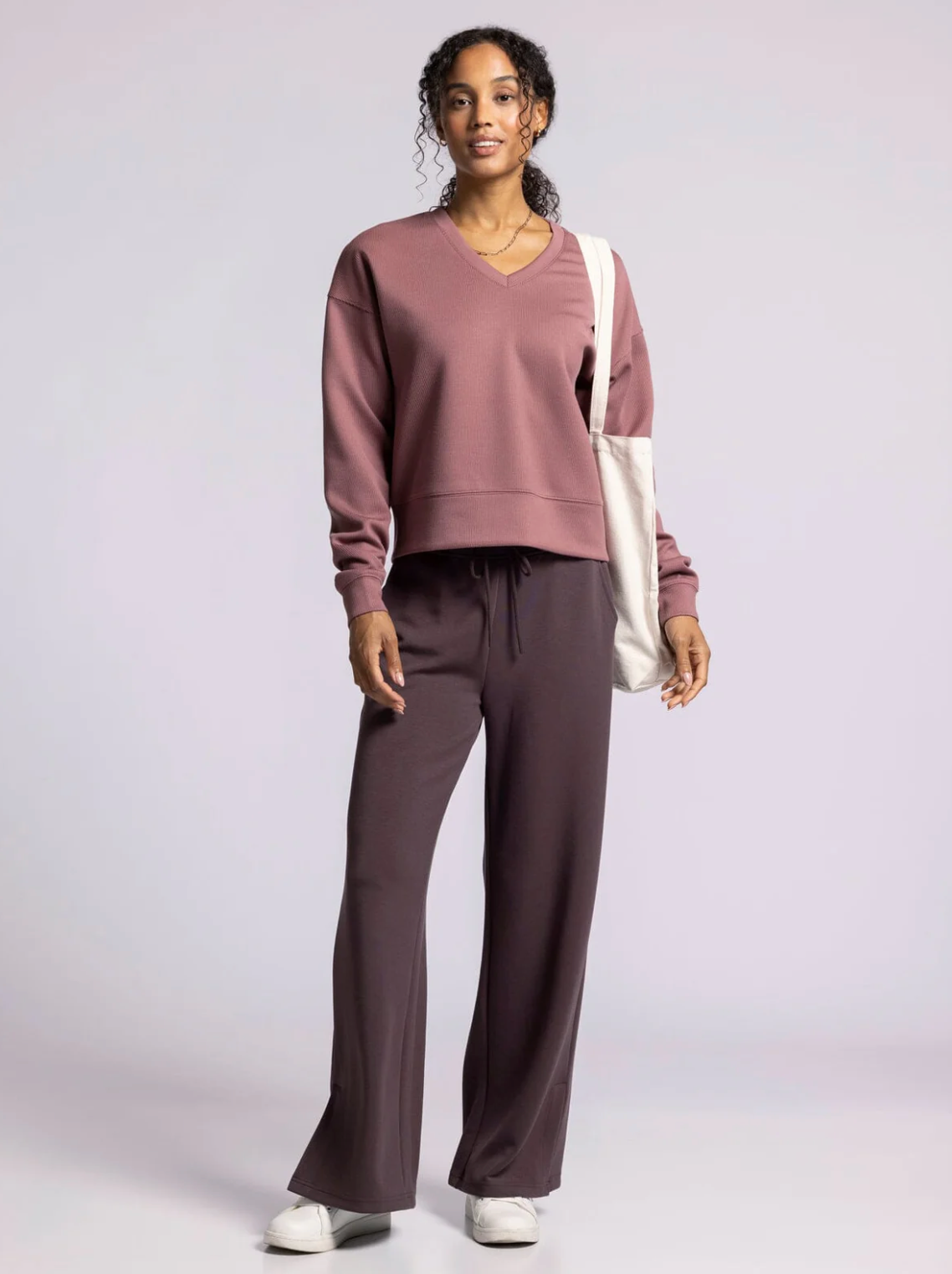 Martina V-Neck Pullover, Rose Brown