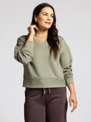 Martina V-Neck Pullover, Vetiver Rib