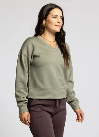 Martina V-Neck Pullover, Vetiver Rib