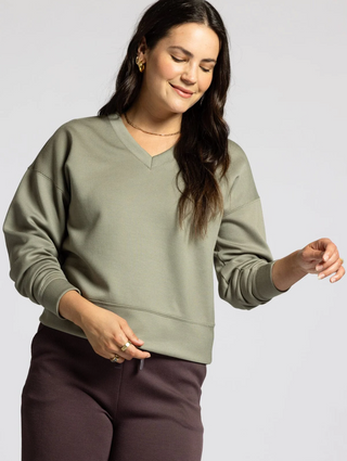 Martina V-Neck Pullover, Vetiver Rib