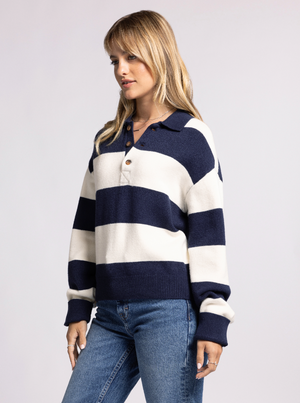 Rugby Sweater, Ivory/Navy