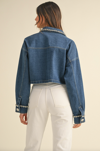 Rhinestone Denim Jacket, Indigo