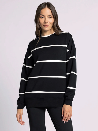 Martina Oversized Crew, Black Stripe