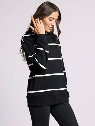 Martina Oversized Crew, Black Stripe