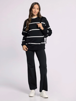 Martina Oversized Crew, Black Stripe