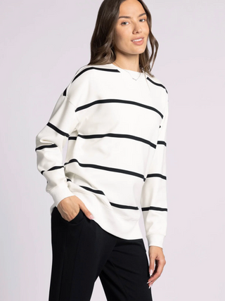 Martina Oversized Crew, White Stripe