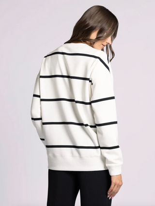 Martina Oversized Crew, White Stripe