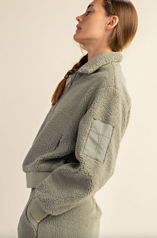 Micro Sherpa Pullover, Sage