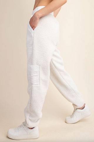 Micro Sherpa Pants, Ivory