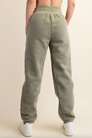 Micro Sherpa Pants, Sage