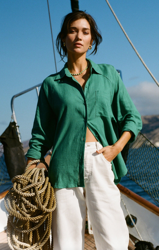 The Perfect Linen Top, Botanical Green by Z Supply