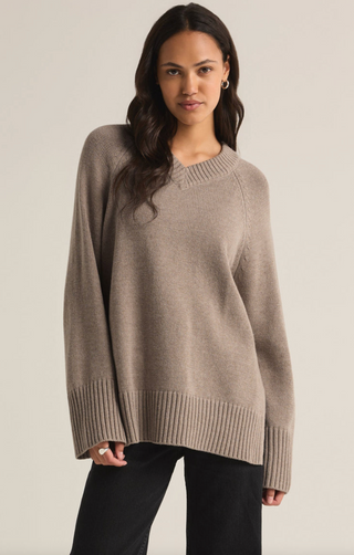 Boulevard V Neck Sweater, Taupe by Z Supply