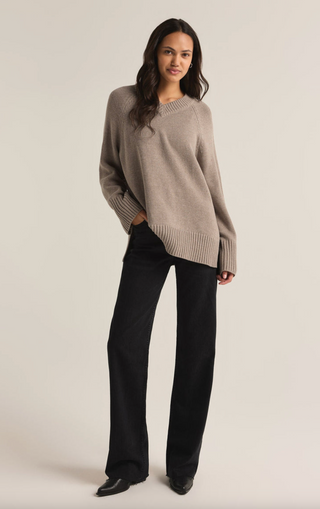 Boulevard V Neck Sweater, Taupe by Z Supply