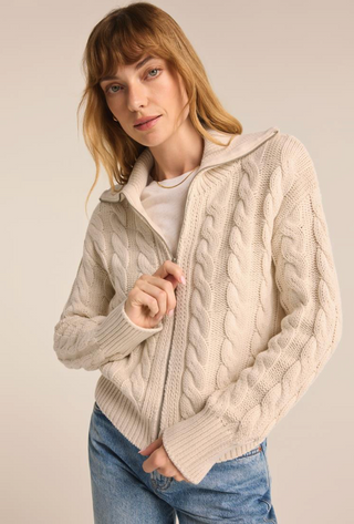 Hemingway Cable Cardigan, Sea Salt by Z Supply