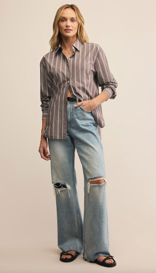 Seaport Striped Poplin Button Up by Z Supply