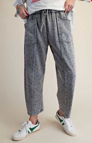 Basic Floral Barrel Jogger, Ash - The Red Thread Boutique