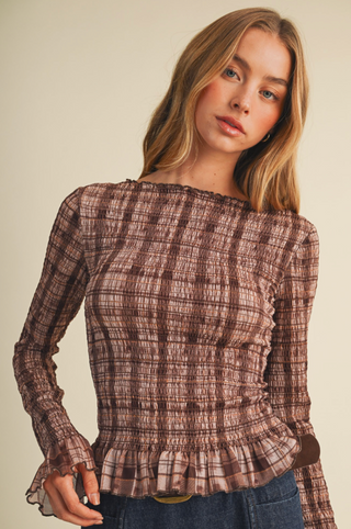 Plaid Smocked Top - The Red Thread Boutique