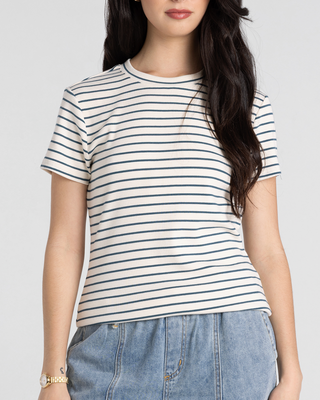 Annie Tee, Cream Blue Stripe - The Red Thread Boutique