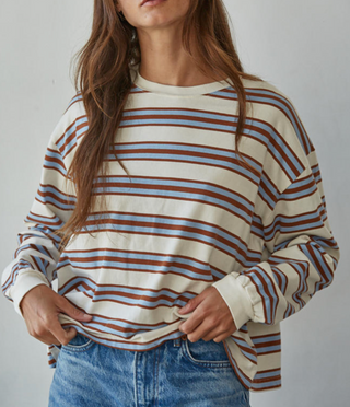 Striped Tee, Blue/Brown