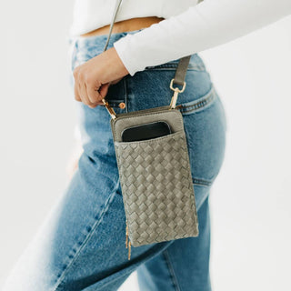 Woven Double Duty Phone Bag, Emerald *final sale