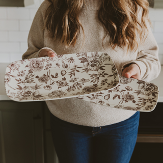 Brown Delft Stacking Melamine Tray - Set of 2 *final sale*
