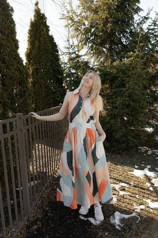 Abstract Color Maxi Dress - The Red Thread Boutique