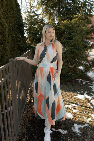 Abstract Color Maxi Dress - The Red Thread Boutique