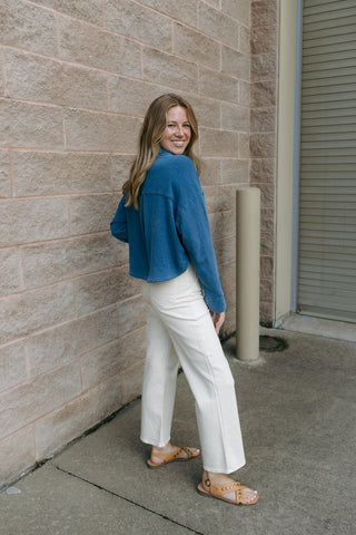 All Day Cropped Knit Denim Jacket, Vtg Indigo by Z Supply *final sale - The Red Thread Boutique