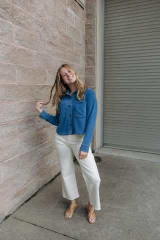 All Day Cropped Knit Denim Jacket, Vtg Indigo by Z Supply *final sale - The Red Thread Boutique