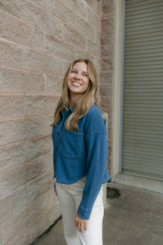 All Day Cropped Knit Denim Jacket, Vtg Indigo by Z Supply *final sale - The Red Thread Boutique