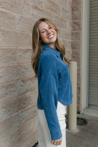 All Day Cropped Knit Denim Jacket, Vtg Indigo by Z Supply *final sale - The Red Thread Boutique