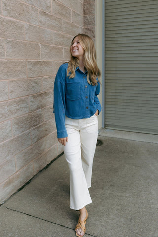 All Day Cropped Knit Denim Jacket, Vtg Indigo by Z Supply *final sale - The Red Thread Boutique