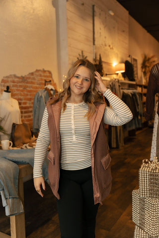 Alpine Fleece Zip Up Hooded Vest - The Red Thread Boutique