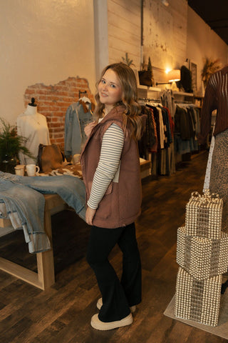 Alpine Fleece Zip Up Hooded Vest - The Red Thread Boutique