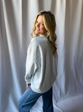 American Bloom Crew Sweatshirt, Gray - The Red Thread Boutique