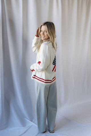 Americana Bow Sweater Cardigan - The Red Thread Boutique