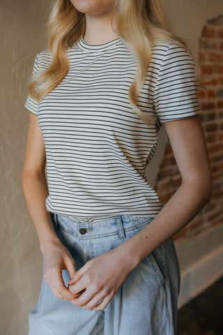Annie Tee, Cream Black - The Red Thread Boutique