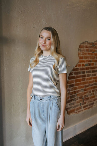 Annie Tee, Cream Black - The Red Thread Boutique